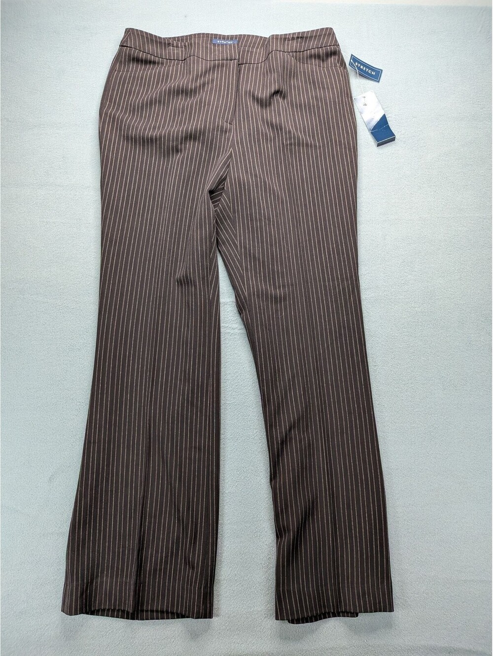Jones New York Pants Womens 12 Brown Pinstripe Straight Lined Stretch Workwear
